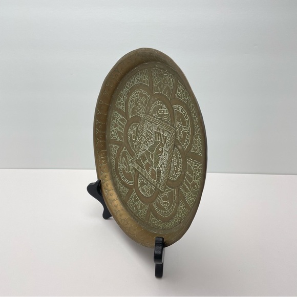 Brass Plate With Stand Damascene Handmade - Picture 11 of 15